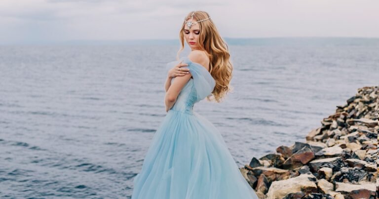 light blue wedding dress